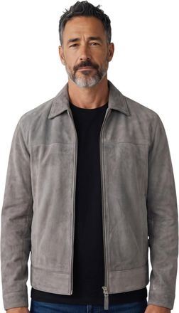 Infinity Leather Mens Stone Goat Suede Harrington Biker Jacket - Bursa - Grey - Size X-Small