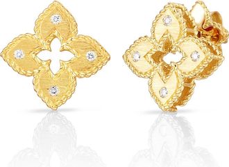 Roberto Coin Venetian Princess Diamond Stud Earrings in Yg at Nordstrom