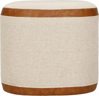 TOV Furniture Tov Furniture Huche Jute & Vegan Leather Oval Ottoman