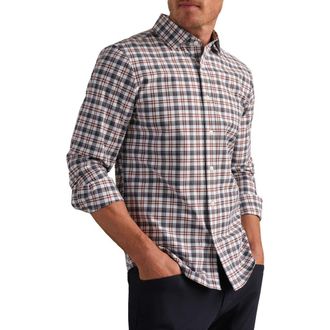 Rhone State of Mind Check Slim Fit Button-Up Shirt in Cinnamon Red Check at Nordstrom, Size Small
