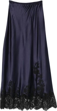 Carine Gilson Zijden pyjama met kanten detail - Blauw