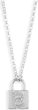 Meshmerise Diamond Padlock Initial Pendant Necklace - 0.12ct. in White-B at Nordstrom Rack