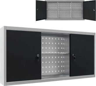 vidaXL Armadio a Parete Stile Industriale in Metallo Grigio Nero - Vidaxl