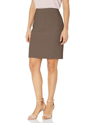 Calvin Klein Womens Straight Lux Suit Skirt (Regular and Plus Size), Heather Taupe, 18 Petite