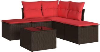 vidaXL Vidaxl - 6 Piece Garden Sofa Set with Cushions Brown Poly Rattan