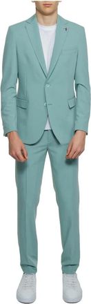 Mulish Groen Lapel Kraag Pak voor Mannen - Heren - Business pakken - Groen - 4XL - Polyester - Kostuums