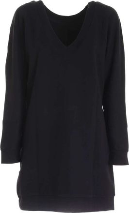 Karl Lagerfeld Back V-Neck Logo Sweat Jurk - Dames - Korte kleedjes - Zwart - M - Katoen - Kleedjes