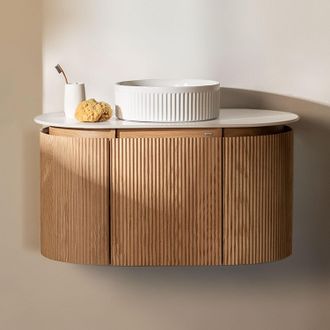 Sklum Conjunto De Mueble De Ba&ntilde;o Suspendido 90x50 Cm En Madera Carsone Sklum