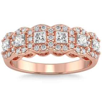 Pompeii3 1Ct Princess Cut Diamond Wedding Ring Stackable Band 14k Gold Lab Grown