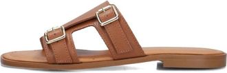 Stefano Lauran Cognac Leren Zomer Slippers - Dames - Sandalen - Bruin - 39 EU - Leer - Schoenen