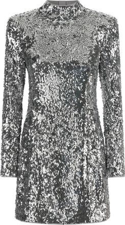Balmain Sequin Mini Jurk - Dames - Feestkleedjes - Grijs - 2XS - Pailletten - Kleedjes