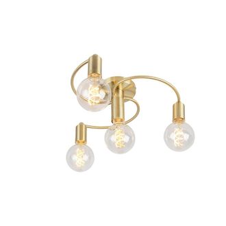 QAZQA Art D&eacute;co Plaf&oacute;n Art Deco Lat&oacute;n 4-luces - Facil Acero Redonda Adecuado Para Led Max. 4 X 60 Watt - Qazqa