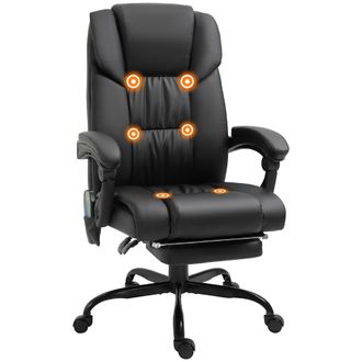 Vinsetto PU Leather Massage Office Chair Height Adjustable Computer Chair Black | TJ Hughes