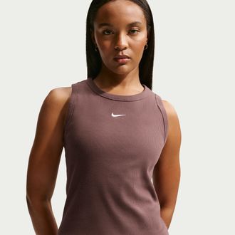 Nike Womens Nike Sportswear Tight Ribbed Tank Top in Purple | IH7956-502