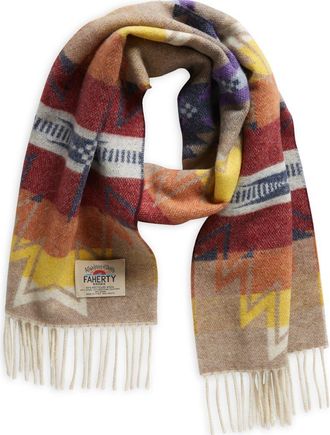 Faherty x Doug Good Feather Desert Earth Fire Wool Blend Scarf in Brown at Nordstrom Rack