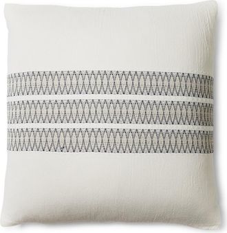 Coyuchi Coast Organic Cotton Sham in Soft White W/deep Graphite at Nordstrom, Size Standard