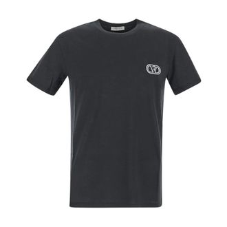 Valentino T-Shirts, male, Black, S, Cotton Logo T-Shirt