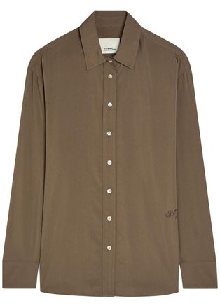 Isabel Marant Fabriza Logo-embroidered Modal-blend Shirt - Khaki - 40 (UK12 / M)