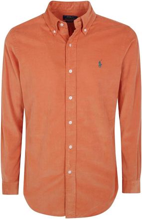 Polo Ralph Lauren Overhemden, Heren, Oranje, XL, Lange Mouwen Sportshirt