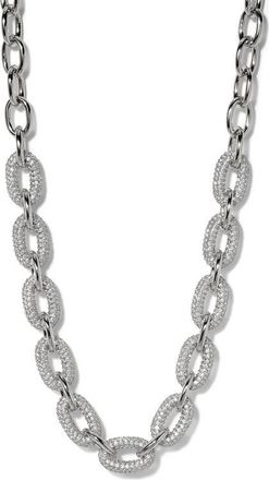 Nadri Alma Drama Pavé Link Necklace in Rhodium at Nordstrom