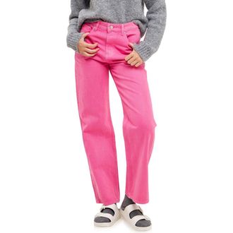 English Factory Color Wash Wide Leg Jeans in Pink at Nordstrom, Size Small
