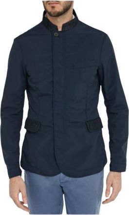 Emporio Armani Waterafstotend Lichtgewicht Jas - Heren - Zomerjassen - Blauw - XL - Katoen - Jassen