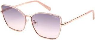 Guess 57mm Butterfly Gradient Sunglasses in Rose Gold /Bordeaux Mirror at Nordstrom Rack
