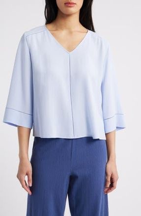 Eileen Fisher Ladder Trim Silk Top in Bellflower at Nordstrom Rack, Size X-Large