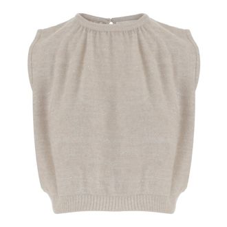 arch4 Sleeveless Tops, female, Beige, L, Sleeveless Top with Sequins