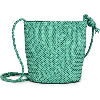 OLD TREND Reed Genuine Leather Woven Barrel Crossbody Bag in Mint at Nordstrom