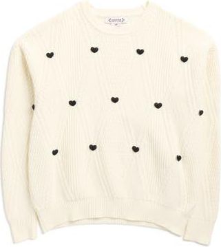 Nanette Lepore 3D Heart Sweater in Cannoli Cream/Very Black at Nordstrom Rack, Size X-Large