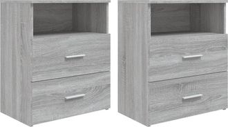 vidaXL Mesitas De Noche 2 Unidades Gris Sonoma 50x32x60 Cm Vidaxl