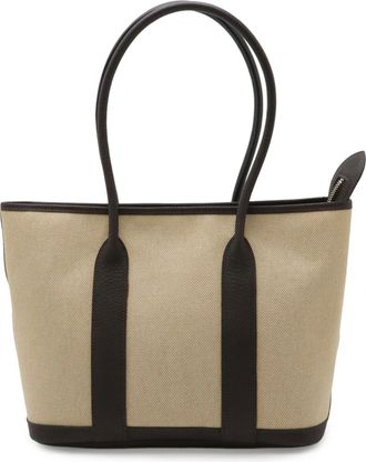 Herm&egrave;s Beige Dark Brown Toile H Leather Shoulder Bag Tote Bag (Pre-Owned)
