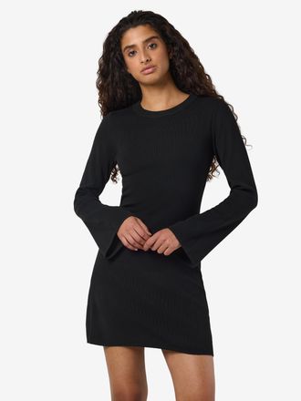 Noisy May Strickkleid NOISY MAY NMTIFFANY L/S KNIT DRESS FWD NOOS, Damen, Gr. M, N-Gr, schwarz, Strick, Obermaterial: 100% Polyester, unifarben, figurbetont kur