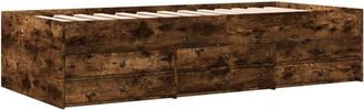 vidaXL Sofá cama con cajones sin colchón roble ahumado 100x200 cm Vidaxl