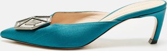Nicholas Kirkwood Green Satin Eden Heel Mules