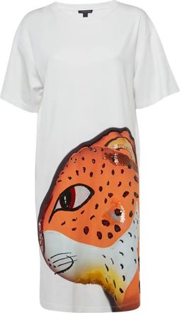 Louis Vuitton Jurk verfraaid met pailletten en luipaardprint - Wit