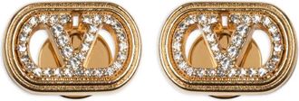 Valentino Garavani Vlogo earrings - women - Brass/Swarovski Crystal - One Size - Gold