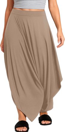 Re Tech UK Comfy Baggy Harem Pants for Women - Great for Summer - Lagenlook Draped Trousers, Genie Aladdin Style, Loose Fit Boho Yoga Pants for Women UK, Mocha 1