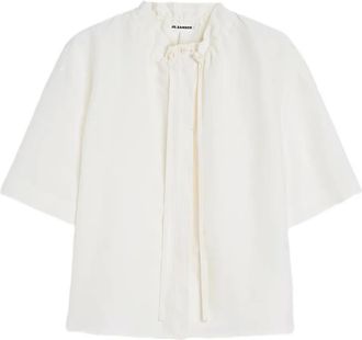 Jil Sander Blouse met trekkoord en korte mouwen - Wit