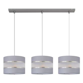 Netlighting Helen Straight Bar Pendant Ceiling Light Grey Silver 65cm