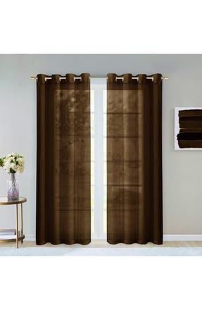 Dainty Home Sheer Set of 2 Panel Curtains in Chocolate at Nordstrom Rack, Size 108X84