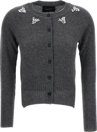 Simone Rocha Cashmere Cardigan With Crystal-Cut Neckline Appliqu&eacute;