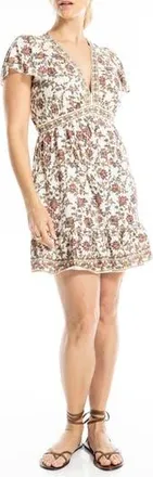 Max Studio Flutter Sleeve Dress in Ecru/Red Ancestral at Nordstrom Rack, Size X-Small