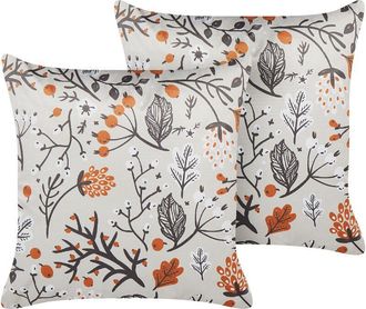 Beliani Conjunto De 2 Cojines De Terciopelo Blanco Crema 45 X 45 Cm Relleno Montbretia