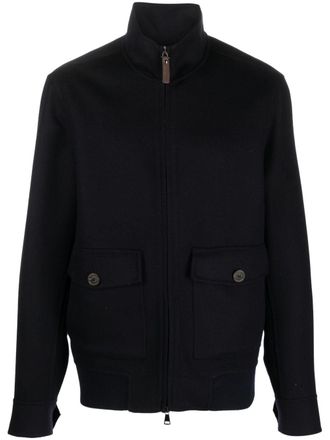 Canali zip-up wool-cashmere jacket - Blue