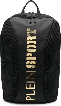 Plein Sport logo-print backpack - men - Polyester/Polyurethane - One Size - Black