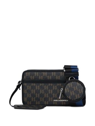 Karl Lagerfeld monogram crossbody bag - men - Polyurethane - OS - Black