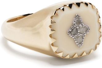 Pascale Monvoisin 9kt Yellow Gold Pierrot Bakelite Diamond Signet Ring - Womens - 9kt Gold