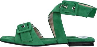 Fabi Platte su&egrave;de sandalen - Dames - Sandalen - Groen - 36 EU - Su&egrave;de - Schoenen